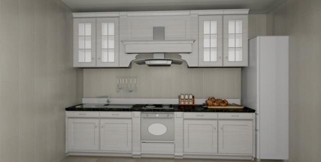 Белая кухня дизайн 3Д
